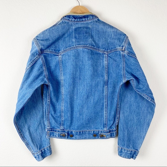 VINTAGE SHAEFER denim & leather jean jacket sh3 - Picture 3 of 8